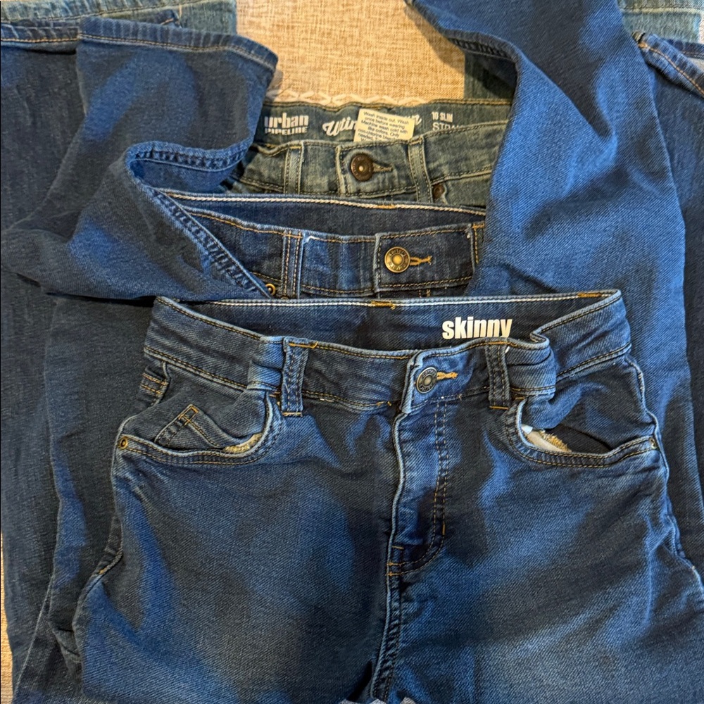 3 Pairs Blue Kids Denim Jeans Size 10